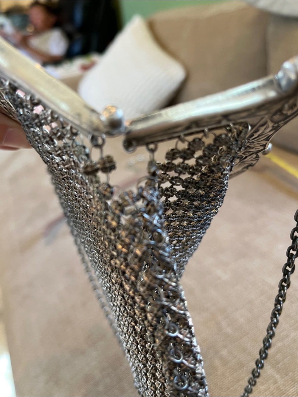 🧋Antique Victorian German Silver Mesh Chainmail Coin Purse Art Nouveau - Picture 9 of 9